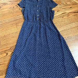 Chaps Navy Floral Midi Dress